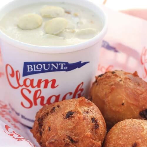 Clam Chowder with Clam Cakes